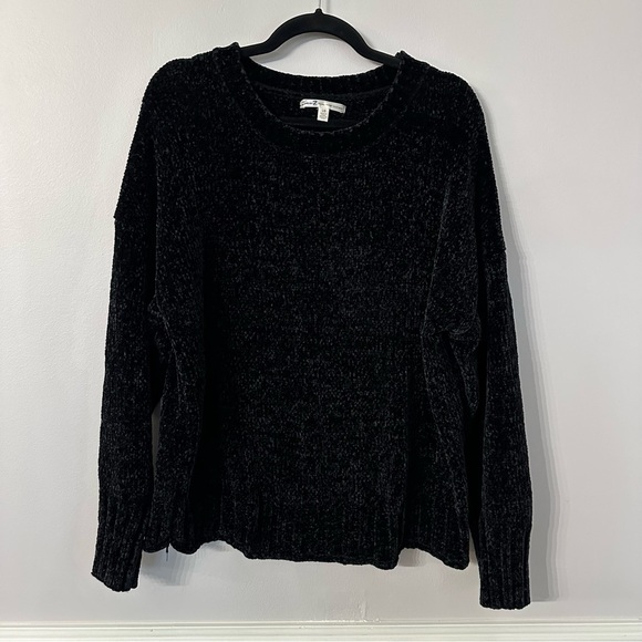 Seven7 Women’s Long Sleeve Crewneck Chenille Sweater in Caviar Sz L GUC - Picture 2 of 7